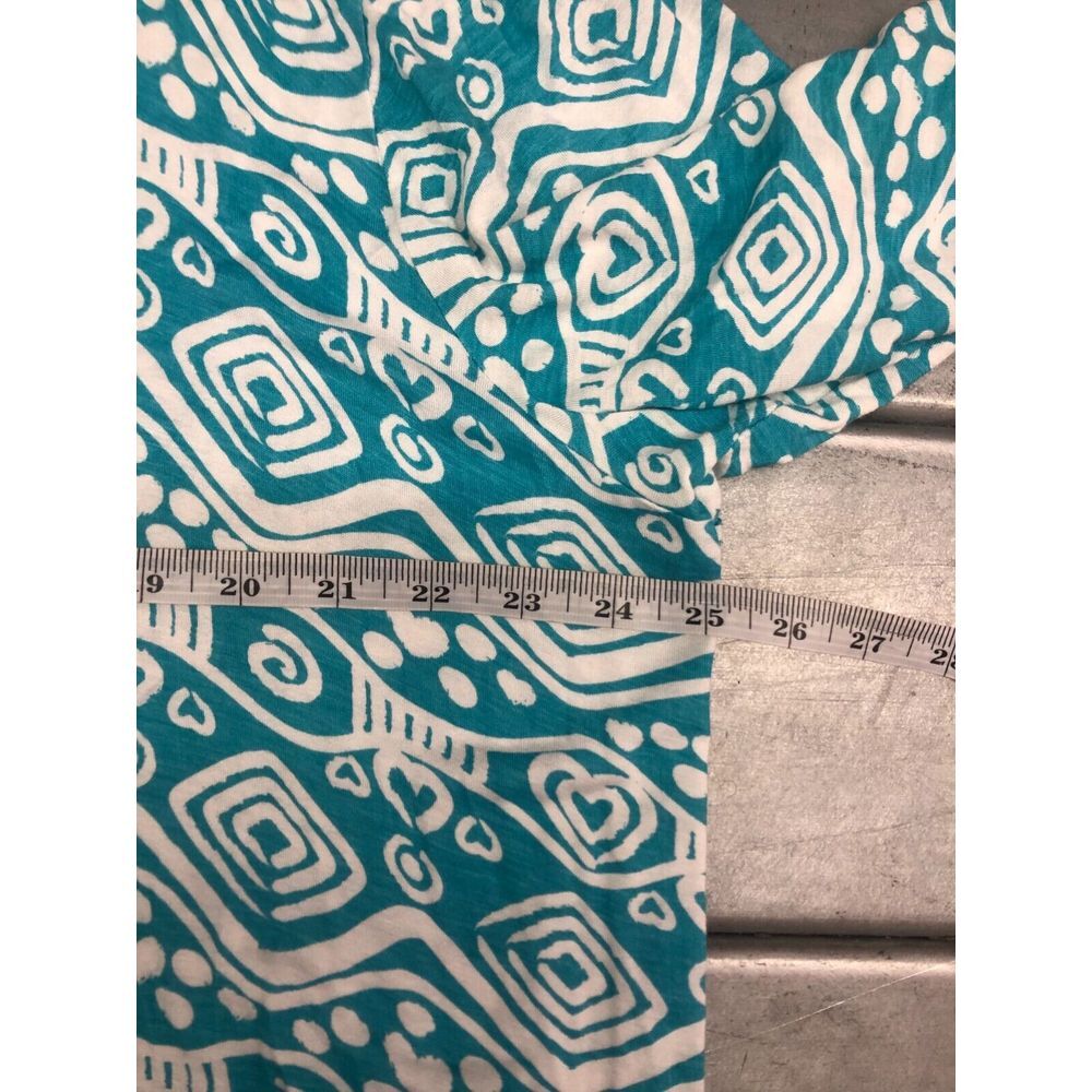 Lulu B Blouse‎ Top Womens XL Blue White Geometric 3/4 Sleeve Lightweight Beach - Picture 9 of 10